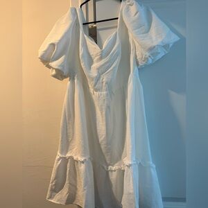 Puff Sleeve White Dress